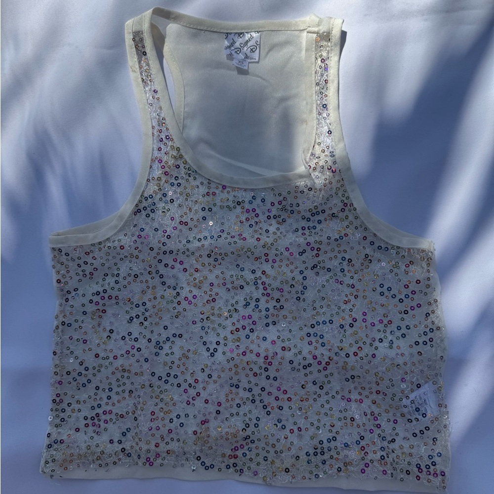 Disney Cream Sequin Tank Top